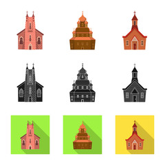Naklejka premium Vector illustration of cult and temple symbol. Collection of cult and parish stock vector illustration.
