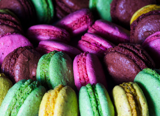 Multi-colored sweet cookies. Macaroon