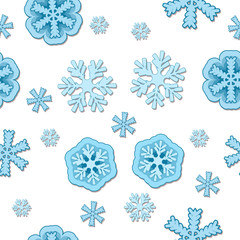 seamless snowflake background on white isolated background. Vector image
