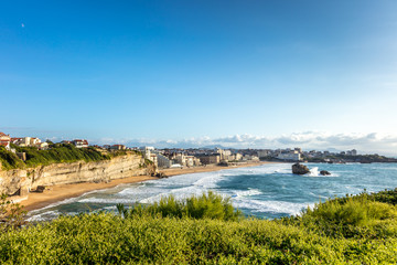 Fototapeta na wymiar Biarritz, France - View of the beach and the city of Biarritz, french riviera, France