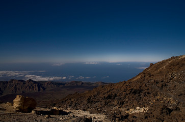 empty landscape with the Spanish peak volcanoes on Tenerife, Canary Islands - obrazy, fototapety, plakaty