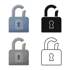 Isolated object of padlock and crack logo. Collection of padlock and security vector icon for stock.