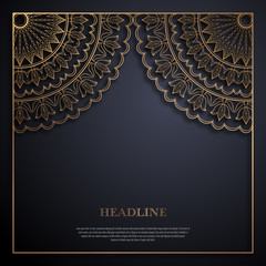 Gold and black greeting card template in retro style. Great design for any purposes: invitation, flyer, menu, brochure or leaflet