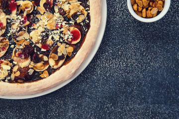 sweet pizza on the plate