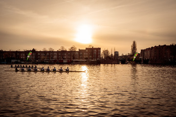 Naklejka premium sunset on the river