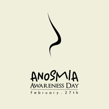 Anosmia Awareness day on February 27th with Colored Nose Line art cartoon Concept Design