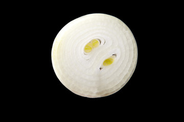 fresh onions on a black background