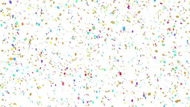 Confetti space 15 -Colorful colors with Gold- White background -Motion Graphics -15sec Seamless Loop -4K UHD- 3840-2160