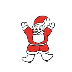 Santa Claus rejoices Christmas and new year. Vector doodle sketch illustration isolated for greeting cards.