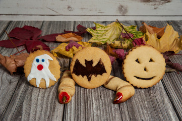 Homemade cakes for Halloween. Scary delicious homemade cookies 