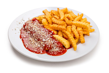 Currywurst Variation mit Pommes Frites