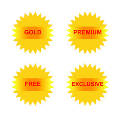 Golden Yellow eye catching star burst stickers. Gold sticker, premium sticker, free, exclusive sticker.
