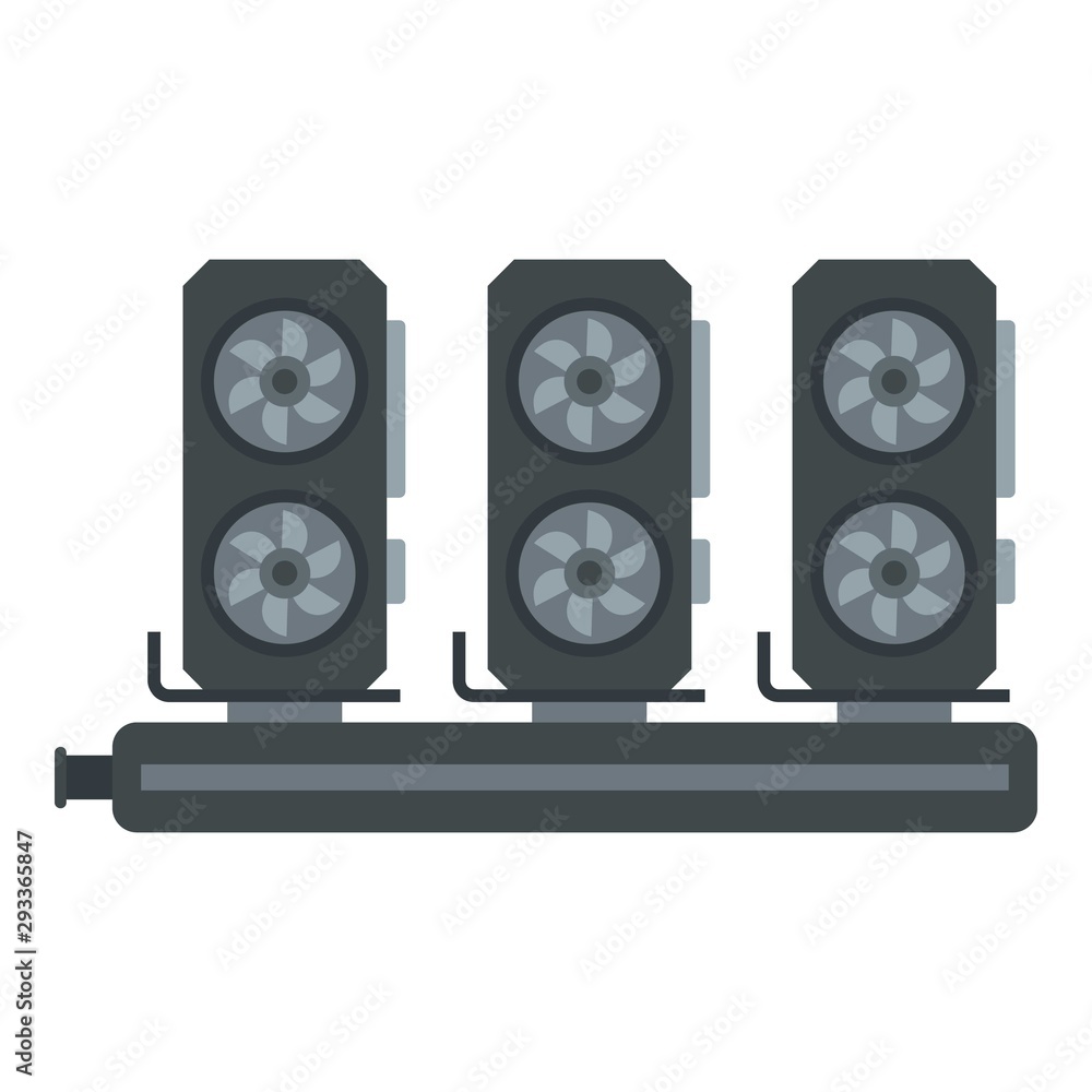 Poster computer video cards icon. flat illustration of computer video cards vector icon for web design