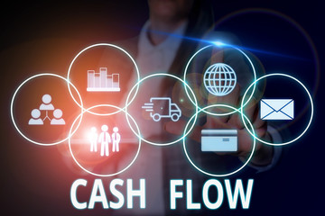 Writing note showing Cash Flow. Business concept for Movement of the money in and out affecting the...
