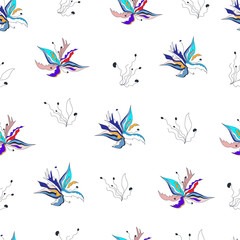 Seamless light pattern with gentle flowers on a white background. Endless textile vector texture for fabric, tile, wallpaper.