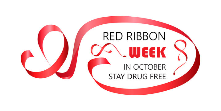 National Red Ribbon Week is organized annually in the end October. Stay drug free text.
