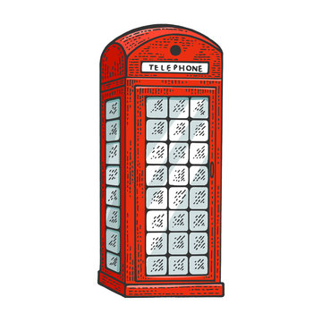 recommend clip art: Red telephone box sketch engraving vector illustration. Tee shirt apparel print design. Scratch board style imitation. Black and white hand drawn image.