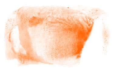 Abstract watercolor background hand-drawn on paper. Volumetric smoke elements. Orange color. For design, web, card, text, decoration, surfaces.