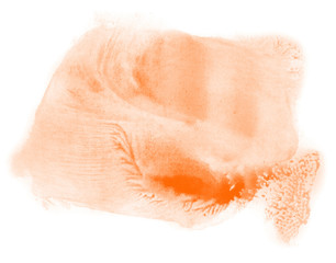 Abstract watercolor background hand-drawn on paper. Volumetric smoke elements. Orange color. For design, web, card, text, decoration, surfaces.