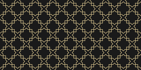Arabic geometric seamless pattern,black and gold texture