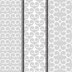 Arabic style, oriental patterns set, white and grey background with scroll ornaments