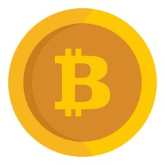 Gold metal bitcoin icon. Flat illustration of gold metal bitcoin vector icon for web design