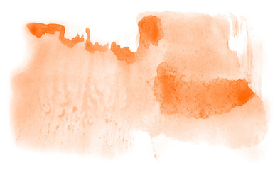 Abstract watercolor background hand-drawn on paper. Volumetric smoke elements. Orange color. For design, web, card, text, decoration, surfaces.