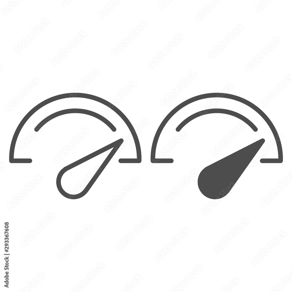 Poster speedometer line and glyph icon. dashboard vector illustration isolated on white. speed indicator ou