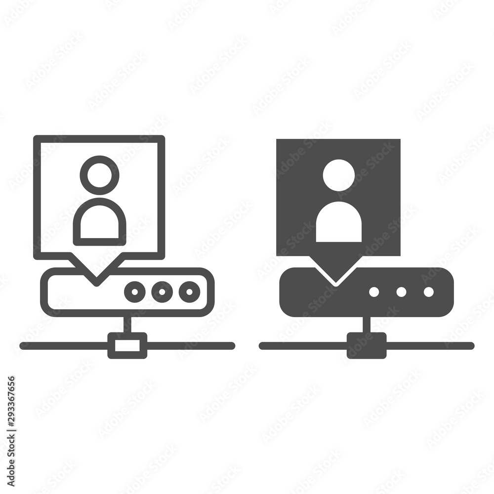 Poster network adminstrator line and glyph icon. server administrator vector illustration isolated on white