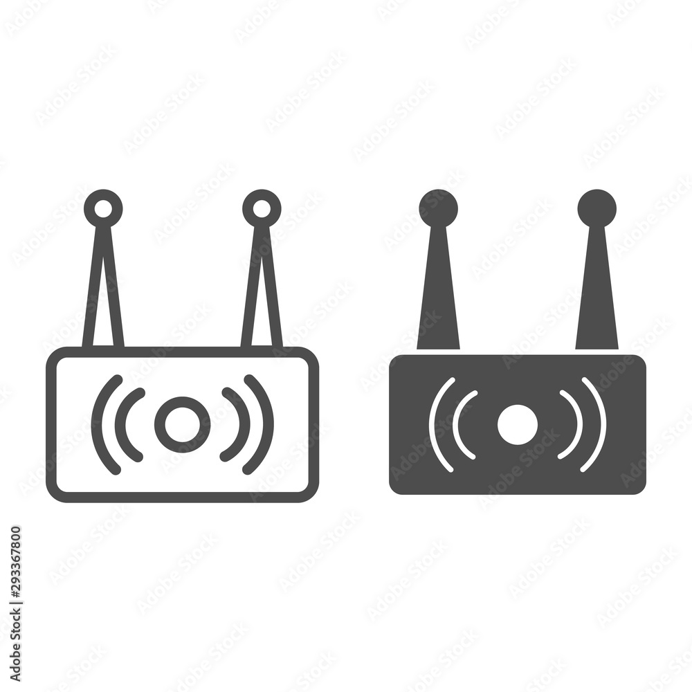 Poster wireless router line and glyph icon. wi fi network vector illustration isolated on white. wireless i