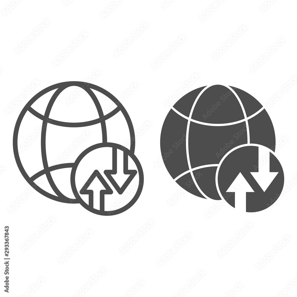 Poster network line and glyph icon. global internet vector illustration isolated on white. planet with exch