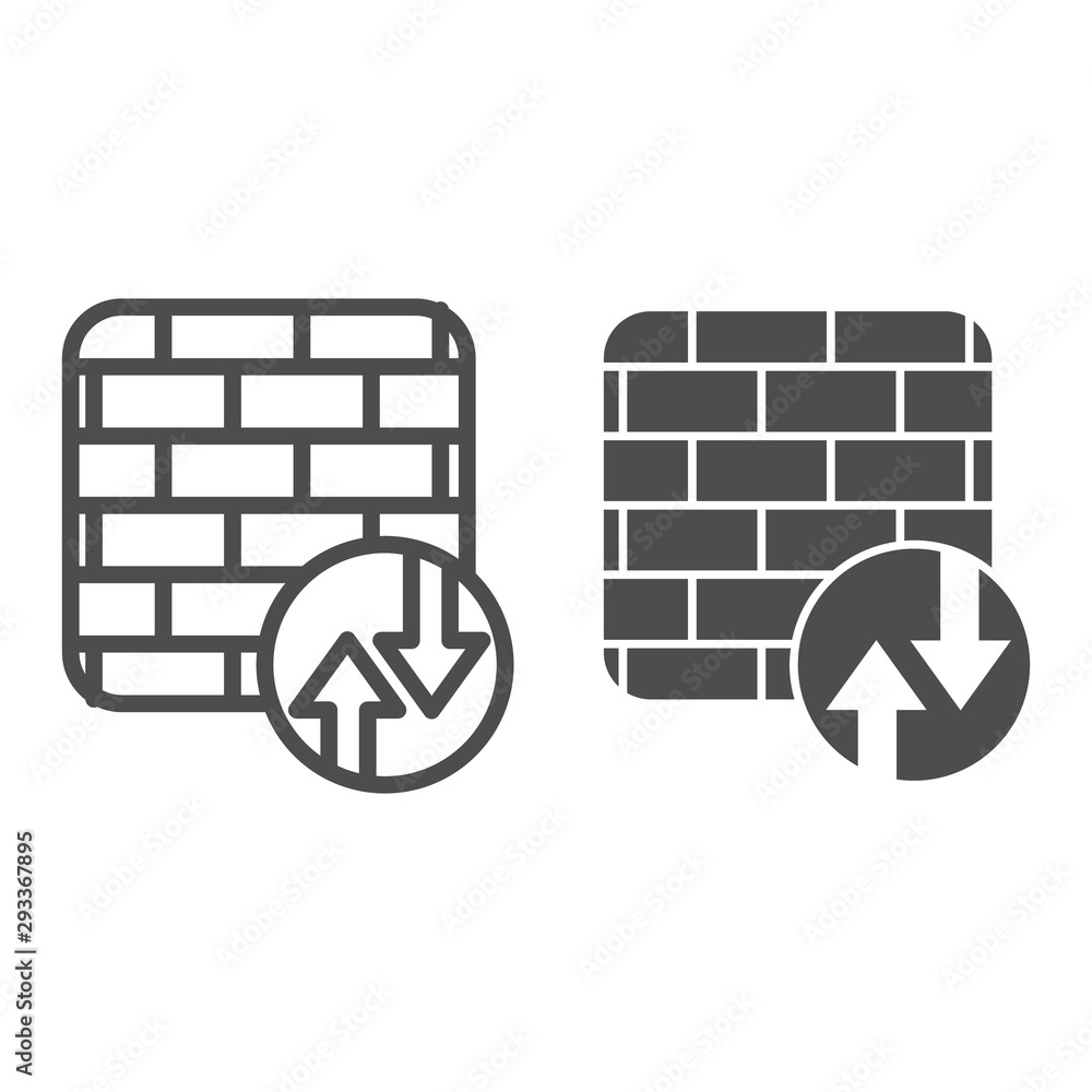 Poster firewall line and glyph icon. network protection vector illustration isolated on white. internet saf