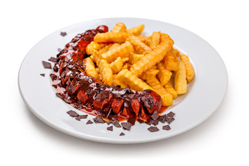 Currywurst Schokolade Columbus Variation mit Pommes Frites