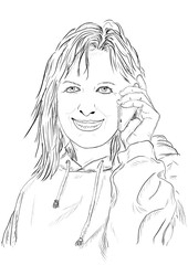 Beautiful smiling young woman talking on smartphone.