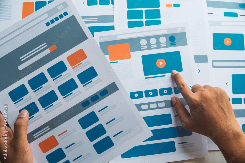 Poster website designer creative planning application developer development draft sketch drawing template l
