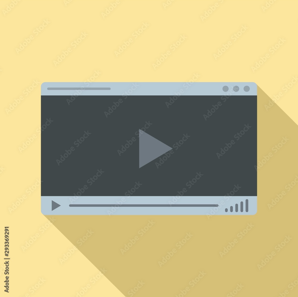Poster web video player icon. flat illustration of web video player vector icon for web design