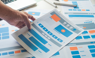 Website designer Creative planning application developer development draft sketch drawing template...