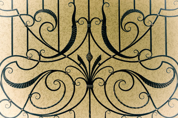 Fototapeta na wymiar Ornate modern elements of a metal fence