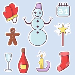 Collection of Christmas stickers and icons