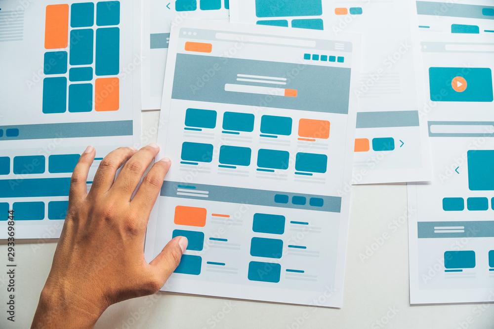 Poster website designer creative planning application developer development draft sketch drawing template l