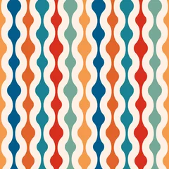 Retro minimal seamless pattern - colorful nostalgic background design © Vilmos
