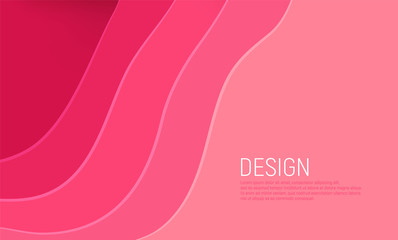 Pink paper cut banner with 3D slime abstract background and pink waves layers. Abstract layout design for brochure and flyer. Paper art vector illustration