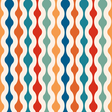 Retro minimal seamless pattern - colorful nostalgic background design