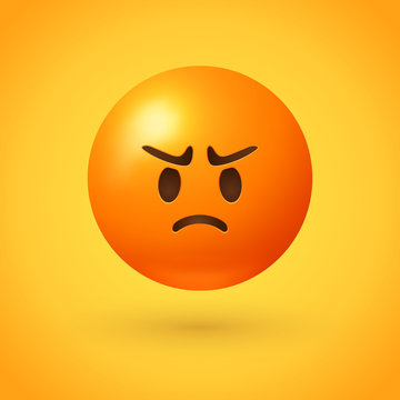 Angry emoji with red face, frowning mouth, eyes and eyebrows scrunched in anger  - conveys varying degrees of anger, from grumpiness and irritation to disgust and outrage