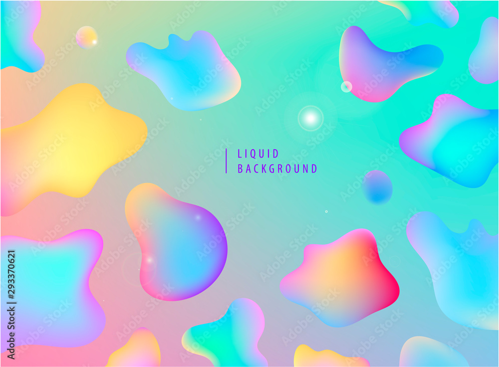 Poster vector abstract liquid flow background. fluid gradient 3d shapes composition. futuristic design post