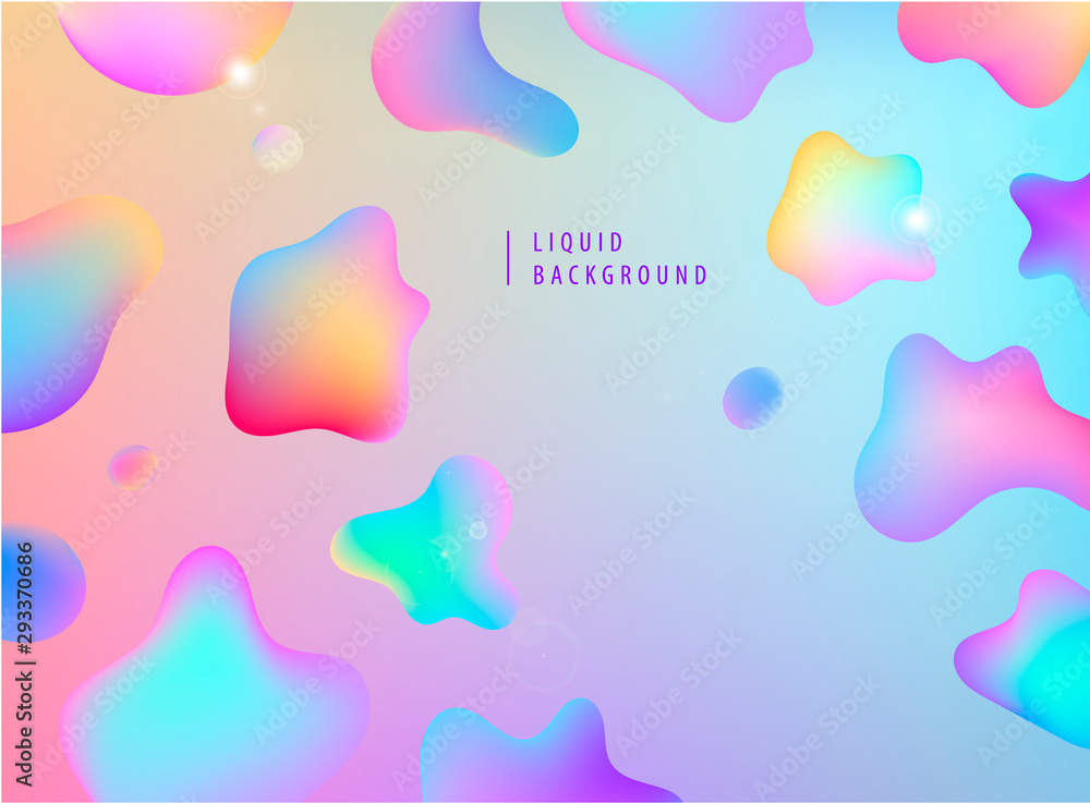 Poster vector abstract liquid flow background. fluid gradient 3d shapes composition. futuristic design post