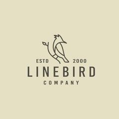 Illustration Bird Vintage Vector With Line Style