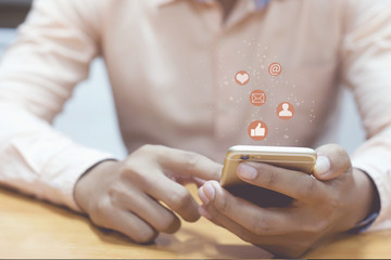 man using smart phone ,Social media concept
