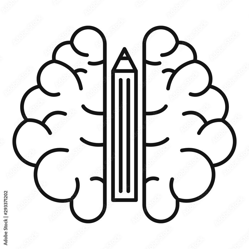 Poster pen brain idea icon. outline pen brain idea vector icon for web design isolated on white background