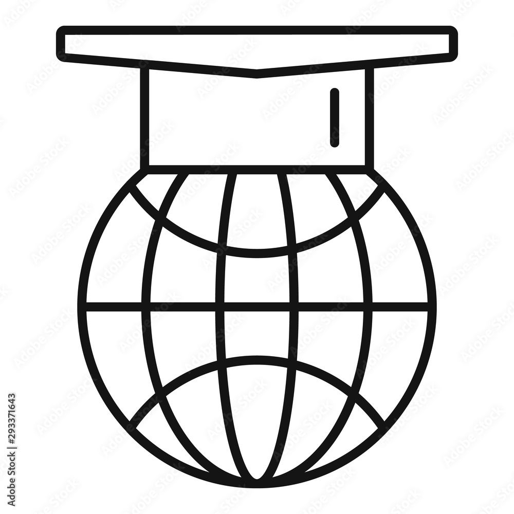 Poster global learning icon. outline global learning vector icon for web design isolated on white backgroun